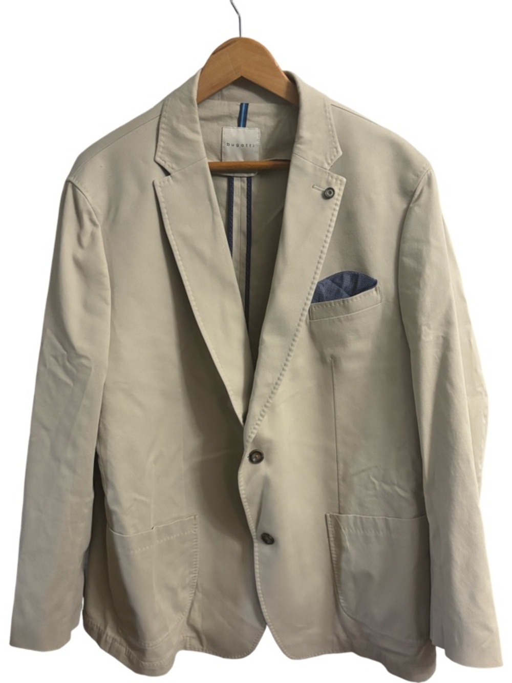 Mens BUGATTI Summer Sport Coat 50R US Size Striped White Cotton Blazer Jacket
